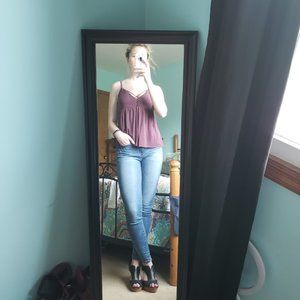 American Eagle Burgundy Criss-Cross Tank